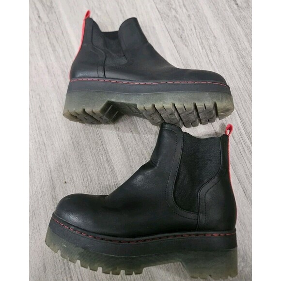 MIA Womens Cayson Black Chelsea Boots Size 6 Platform Lug Sole Biker - Picture 2 of 8